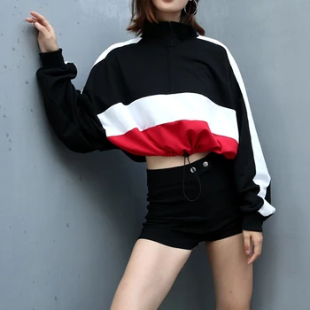 Bigsweety New Autumn Crop Tops Long Sleeve Hoodies Women Short Pullovers Deep V Neck Zipper Drawstring Stripe Sweatshirts
Bigsweety New Autumn Crop Tops Long Sleeve Hoodies Women Short Pullovers Deep V Neck Zipper Drawstring Stripe Sweatshirts