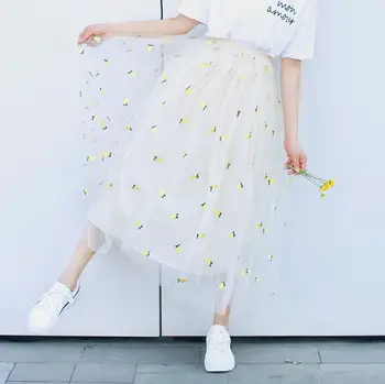2018 summer new pineapple embroidered skirt high waist mesh women loose fairy fashion Laptop A-Line girl sweety midi skirt
2018 summer new pineapple embroidered skirt high waist mesh women loose fairy fashion Laptop A-Line girl sweety midi skirt