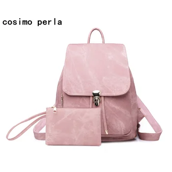 Pink Women Backpack Vintage 2Pcs Schoolbags for Teenager Girls Casual Leather Daypacks Multifunction Female Travel Backpacks
Pink Women Backpack Vintage 2Pcs Schoolbags for Teenager Girls Casual Leather Daypacks Multifunction Female Travel Backpacks