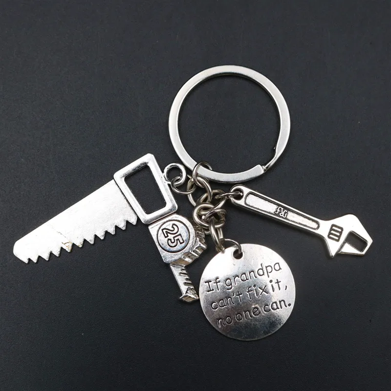 1pc Antique Silver If Grandpa Can not Fix It No One Can Charm Hand saw & & Woodworking Ruler Keychain DIY Metal Key Chain
1pc Antique Silver If Grandpa Can not Fix It No One Can Charm Hand saw & & Woodworking Ruler Keychain DIY Metal Key Chain