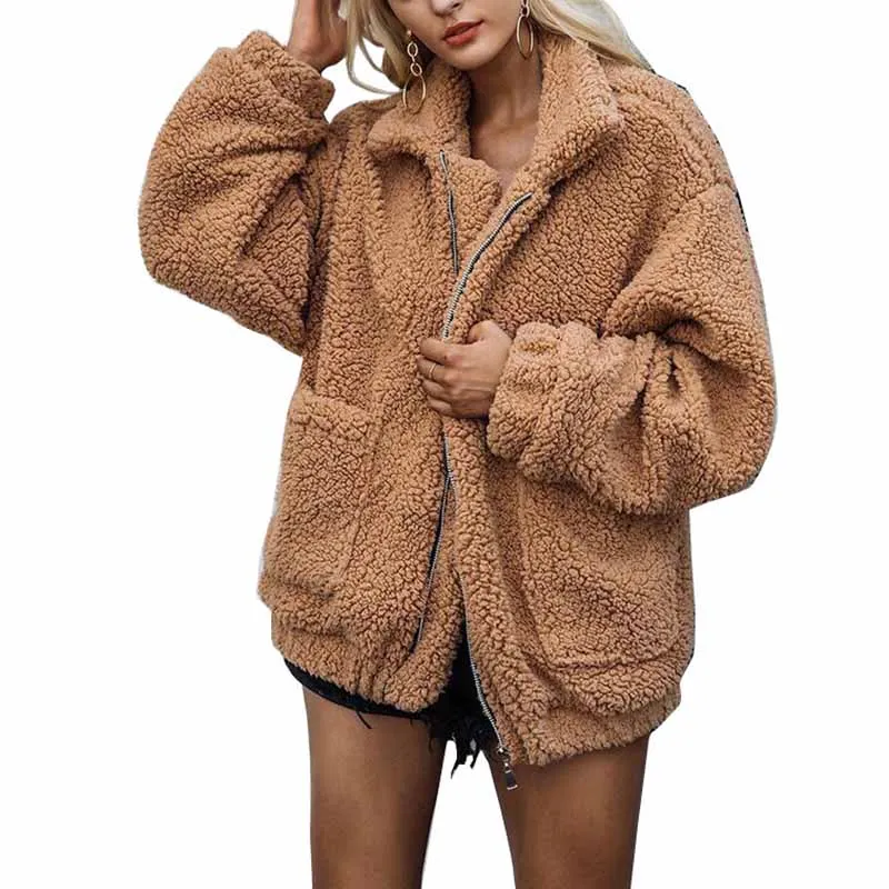 Elegant Faux Fur Coat Women Autumn Winter Warm Soft Zipper Fur Jacket Female Plush Overcoat Pocket Casual Teddy Outwear KO144
Elegant Faux Fur Coat Women Autumn Winter Warm Soft Zipper Fur Jacket Female Plush Overcoat Pocket Casual Teddy Outwear KO144