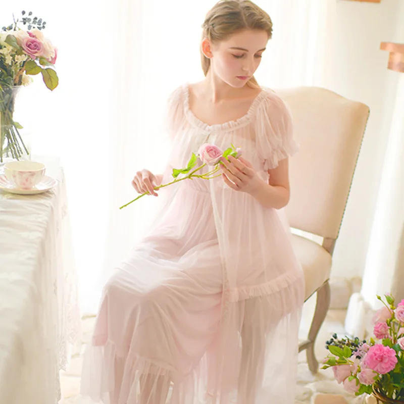 Summer Nightgowns Female Net Yarn Long Sleeves Sleepshirts Sweet and Lovely Princess Lace Skirt Women Dresses Sleepwear
Summer Nightgowns Female Net Yarn Long Sleeves Sleepshirts Sweet and Lovely Princess Lace Skirt Women Dresses Sleepwear