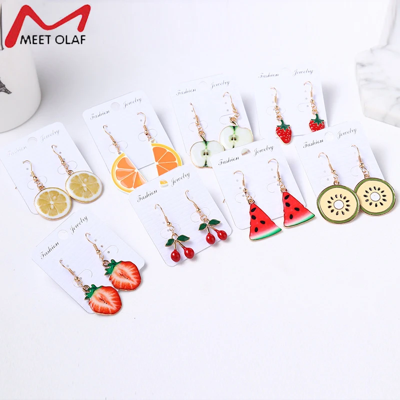2019 Girls Creative Korean Fashion Fruit Earrings Cherry Apple Watermelon Strawberry Lemon Cute Small Summer Earrings Women Gift
2019 Girls Creative Korean Fashion Fruit Earrings Cherry Apple Watermelon Strawberry Lemon Cute Small Summer Earrings Women Gift
