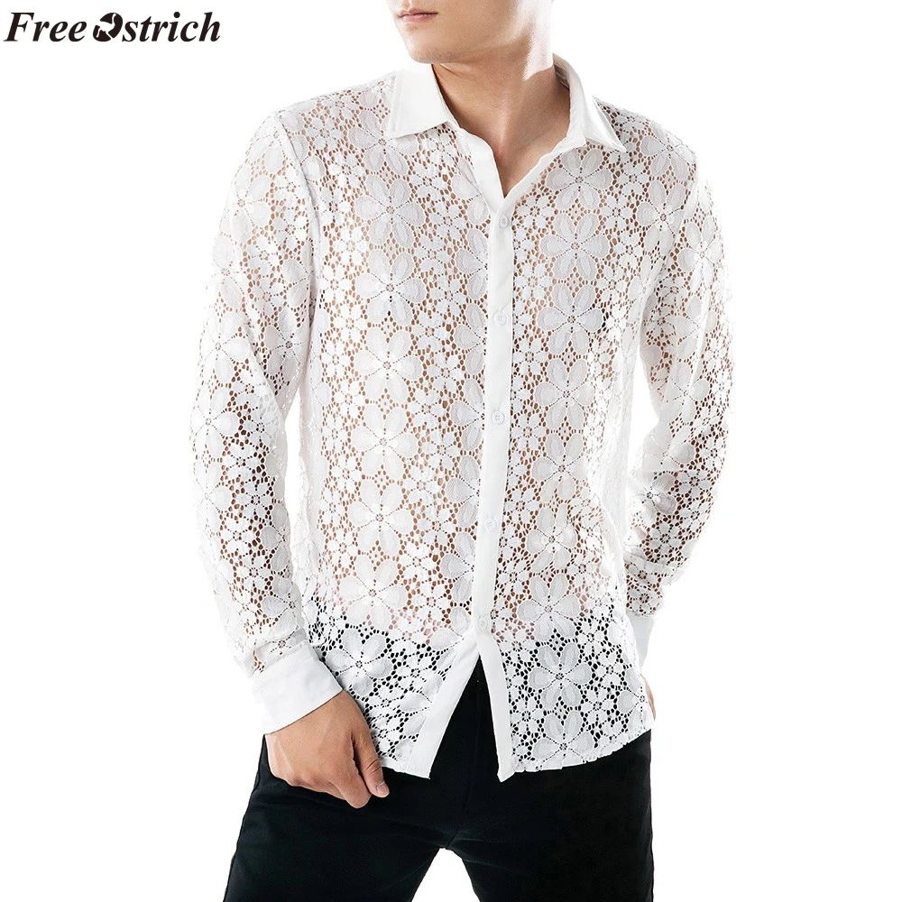 FREE OSTRICH Men's Full Lace Nightclub Skeleton Long Sleeve Lapel Shirt Long Men's Long Sleeve Bandwidth Pine Top
FREE OSTRICH Men's Full Lace Nightclub Skeleton Long Sleeve Lapel Shirt Long Men's Long Sleeve Bandwidth Pine Top