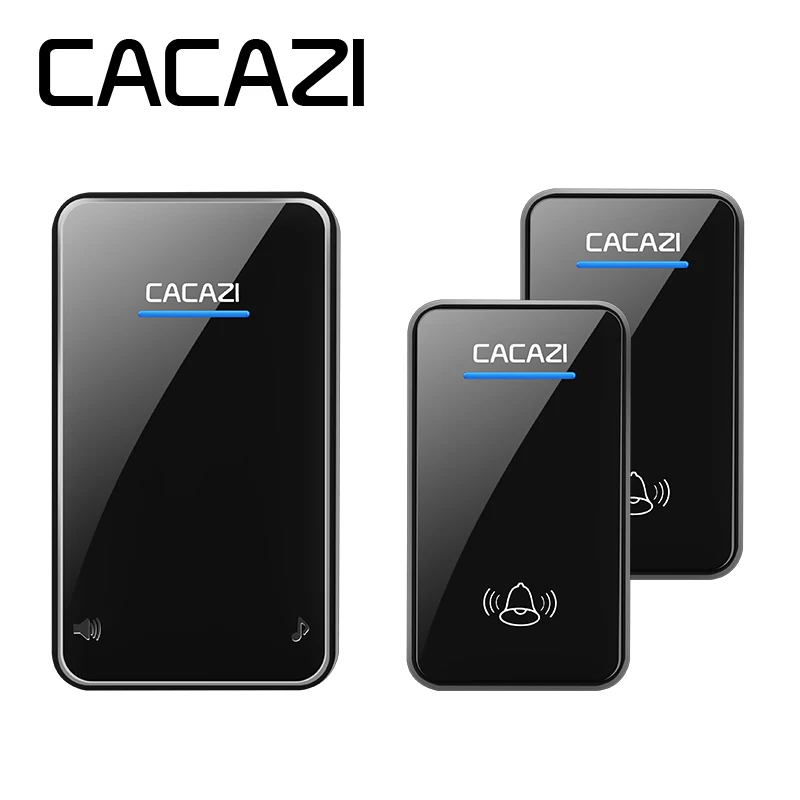 

CACAZI A8AC wireless doorbell newest waterproof LED AC 100-240V EU/US/UK plug door bell 300M remote 48 rings 6 volume door chime