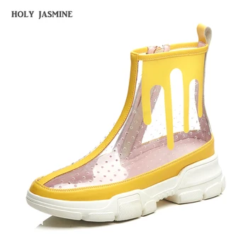 2019 Summer Ankle Boots for Women Thick Sole Round Toe Platform Shoes Transparent PVC Short Boots Clear Botas Mujer Woman Shoes
2019 Summer Ankle Boots for Women Thick Sole Round Toe Platform Shoes Transparent PVC Short Boots Clear Botas Mujer Woman Shoes