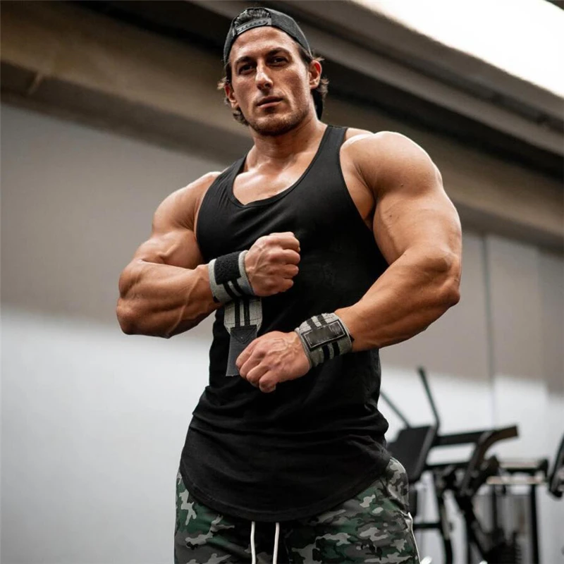

2019 Summer Cotton Clothing Mens Tank Tops Stringer Bodybuilding Fitness Plain breathe Slim Fit Men Tanks Clothes Gyms Singlets
