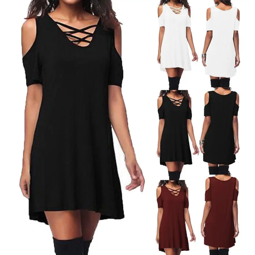 HOT Woman Vestidos 2018 spring summer Fashion Women Cold Shoulder Short Sleeve Criss Cross T-Shirt With Pocket Cotton V-Neck
HOT Woman Vestidos 2018 spring summer Fashion Women Cold Shoulder Short Sleeve Criss Cross T-Shirt With Pocket Cotton V-Neck