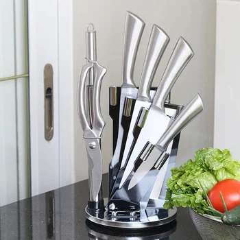 Kitchen Knife Set 7-Piece Knife Block Set, Stainless Steel Handle Knife Set with Rotate Block, Stainless Steel Chef Knife Set
Kitchen Knife Set 7-Piece Knife Block Set, Stainless Steel Handle Knife Set with Rotate Block, Stainless Steel Chef Knife Set