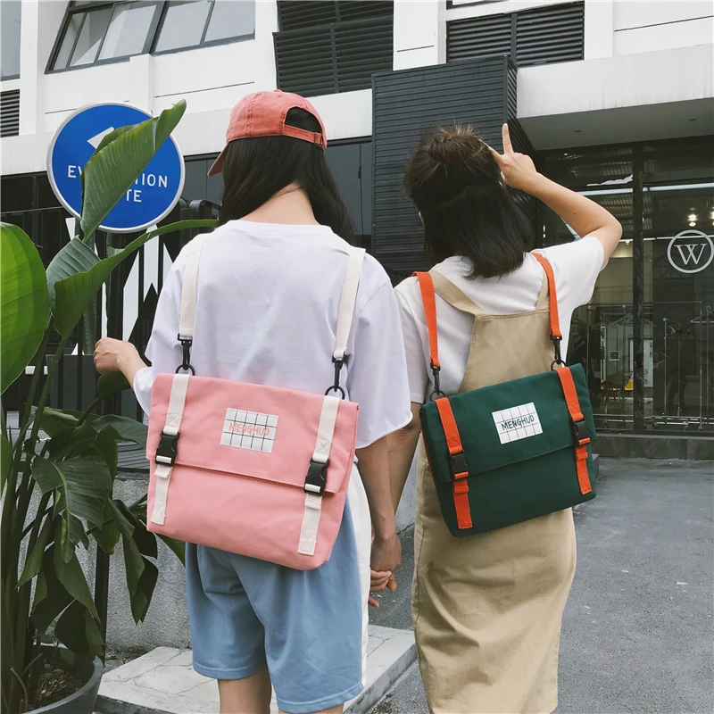 Menghuo Top Quality Women Canvas Backpack Bookbag Female Dual Purpose Shoulder Bag Daily Travel Backpacks Crossbody Bags Mochila (26)