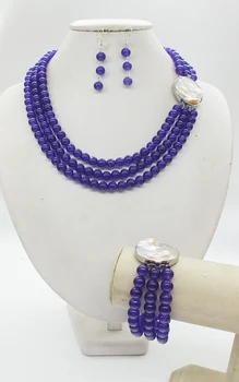 3 rows, 8MM super Pretty, purple, semi-precious stones, crystal, classic bridal wedding necklace bracelet earrings, jewelry set
3 rows, 8MM super Pretty, purple, semi-precious stones, crystal, classic bridal wedding necklace bracelet earrings, jewelry set