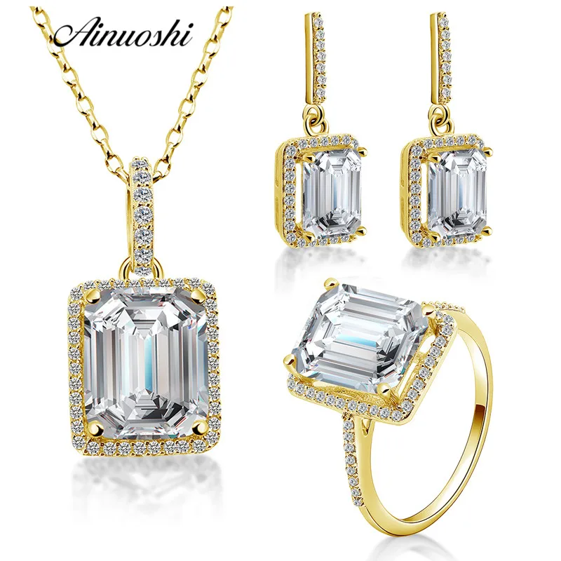 AINUOSHI 10K Solid Yellow Gold Jewelry Sets Emerald Cut Big Stone Halo Ring Pendant Drop Earring Luxurious Women Jewelry Sets
AINUOSHI 10K Solid Yellow Gold Jewelry Sets Emerald Cut Big Stone Halo Ring Pendant Drop Earring Luxurious Women Jewelry Sets