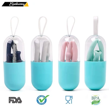 Portable Collapsible Straw Reusable Foldable Silicone Drinking Straw with Carrying Case and Cleaning Brush for Travel,Kids,Home 
Portable Collapsible Straw Reusable Foldable Silicone Drinking Straw with Carrying Case and Cleaning Brush for Travel,Kids,Home