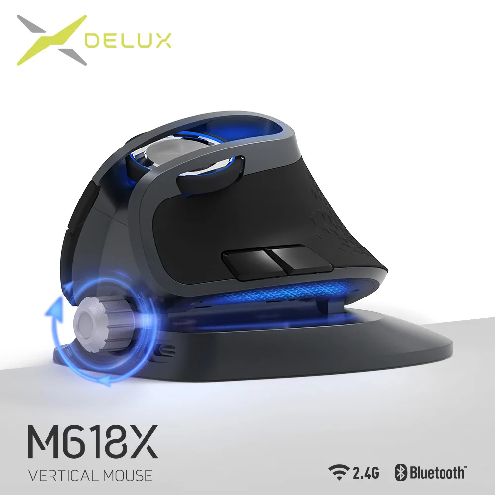 10pcs DELUX M618X Adjustable Ergonomic Mouse Vertical Wireless Mouse Bluetooth 2.4GHz Rechargeable Mice For Computer PC gamer
10pcs DELUX M618X Adjustable Ergonomic Mouse Vertical Wireless Mouse Bluetooth 2.4GHz Rechargeable Mice For Computer PC gamer