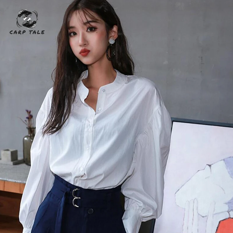2019 autumn new Korean women's temperament loose comfortable wild lantern long-sleeved shirt single-breasted white shirt
2019 autumn new Korean women's temperament loose comfortable wild lantern long-sleeved shirt single-breasted white shirt