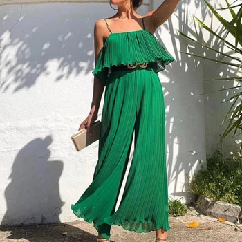 Women Summer Sexy Spaghetti Strap Off Shoulder Backless Ruffles Chiffon Jumpsuits Female Loose Casual Green Jumpsuits SJ3311E
Women Summer Sexy Spaghetti Strap Off Shoulder Backless Ruffles Chiffon Jumpsuits Female Loose Casual Green Jumpsuits SJ3311E