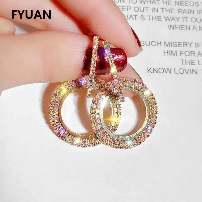 FYUAN Shining Colorful Round Crystal Hoop Earrings for Women 2019 Bijoux Gold Silver Color Rhinestone Earring Party Jewelry Gift
FYUAN Shining Colorful Round Crystal Hoop Earrings for Women 2019 Bijoux Gold Silver Color Rhinestone Earring Party Jewelry Gift
