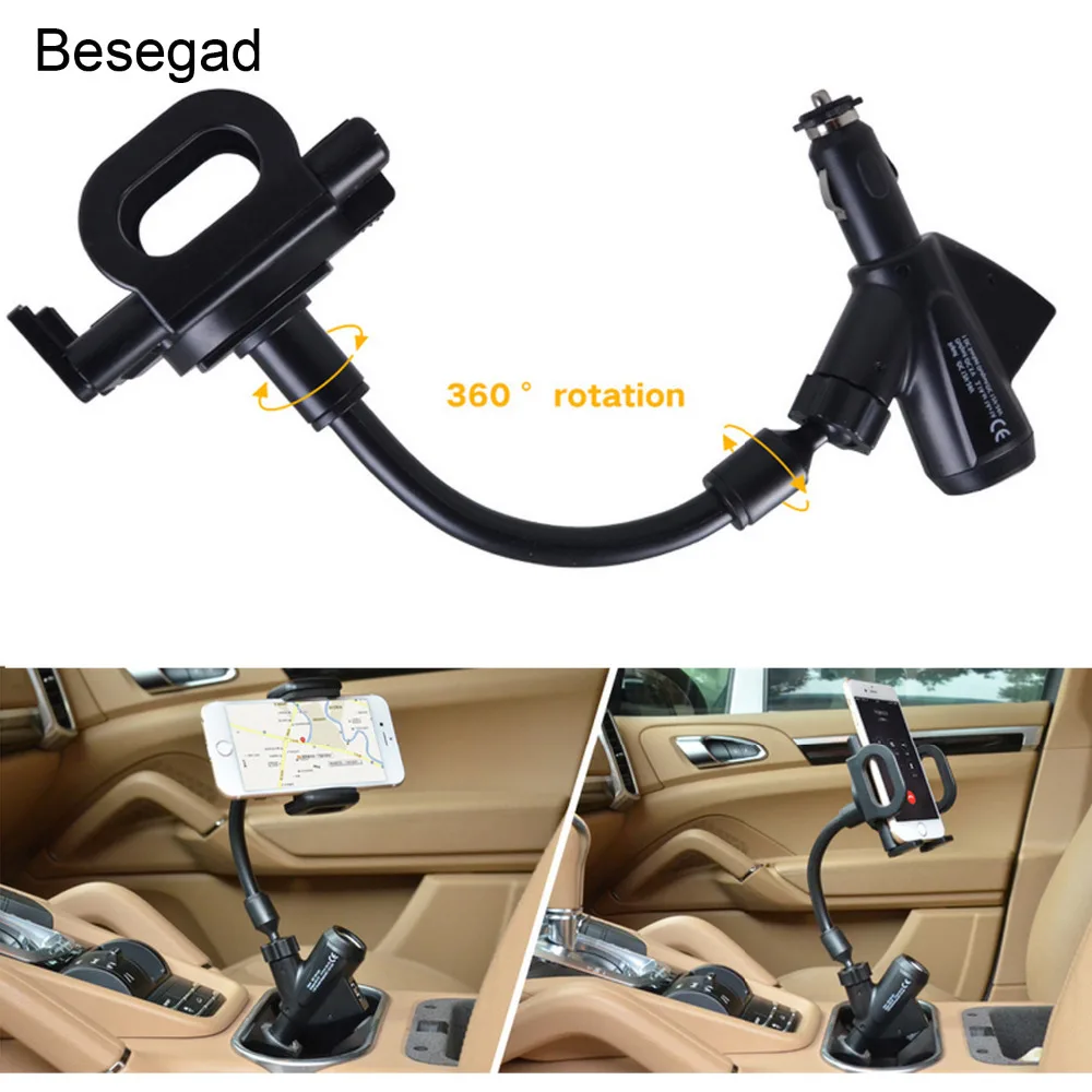 Besegad Flexible Cigarette Lighter Car Phone Charger Holder Cradle Mount w/Dual USB Charging Port for iPhone 7 6 Plus Tablet GPS
Besegad Flexible Cigarette Lighter Car Phone Charger Holder Cradle Mount w/Dual USB Charging Port for iPhone 7 6 Plus Tablet GPS