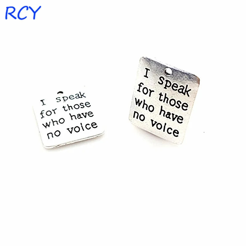Top Quality 5 Pieces/lot 20mm*22mm Letter Printed i speak for those who have no voice charms for jewelry making
Top Quality 5 Pieces/lot 20mm*22mm Letter Printed i speak for those who have no voice charms for jewelry making