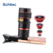 4 in 1 Mobile Phone Lens 12X Telephoto +0.65X Wide Angle +8X Macro +180Degrees Fisheye Universal Fish Eye lenses for Smartphone