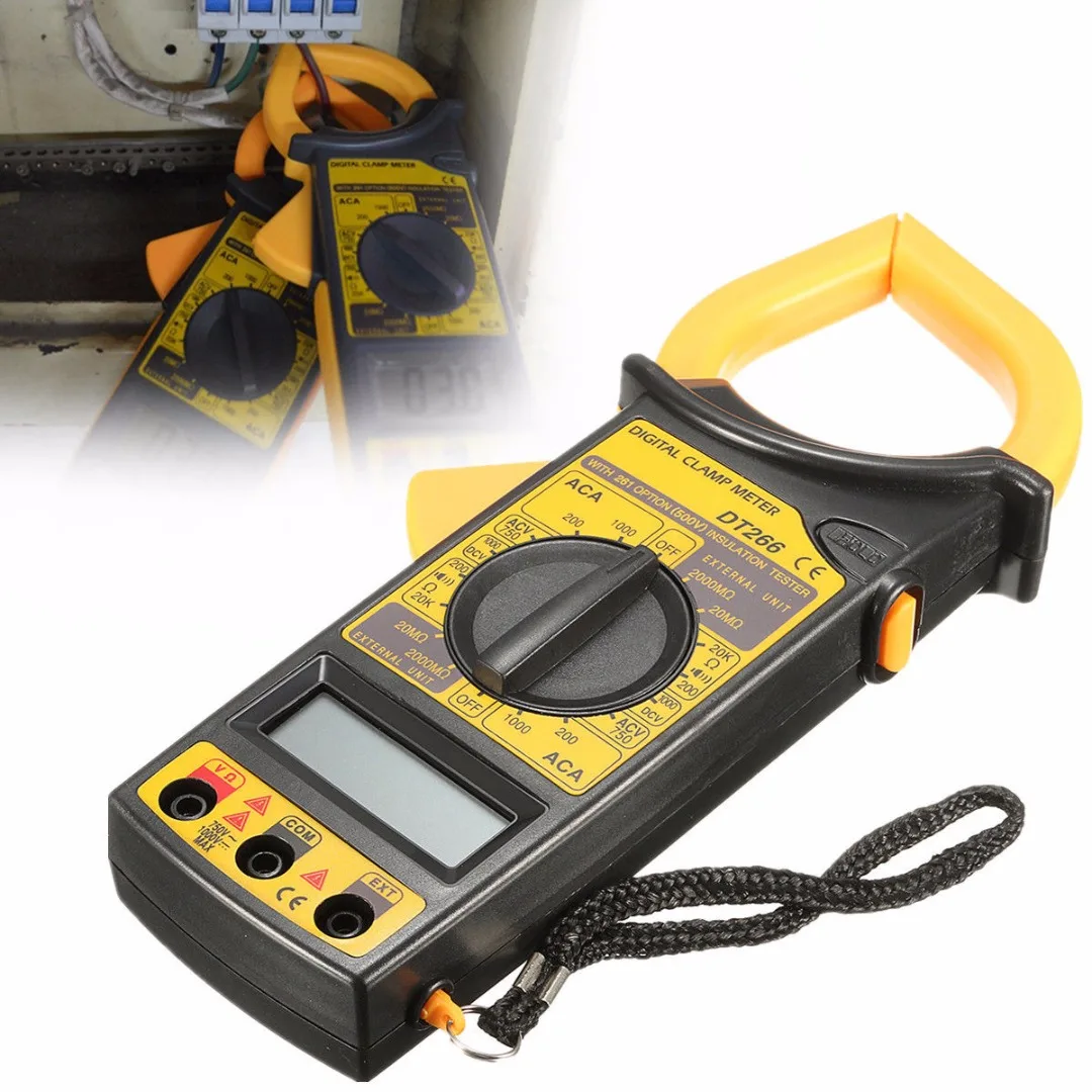 Mayitr DT266 LCD Digital Clamp Meter AC/DC Current Voltage Tester Clamp Multimeter with Test Cable For Measuring Tools