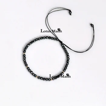 Small health stone series hematite 925 sterling silver beads shining ultrafine knitted bracelet 
Small health stone series hematite 925 sterling silver beads shining ultrafine knitted bracelet