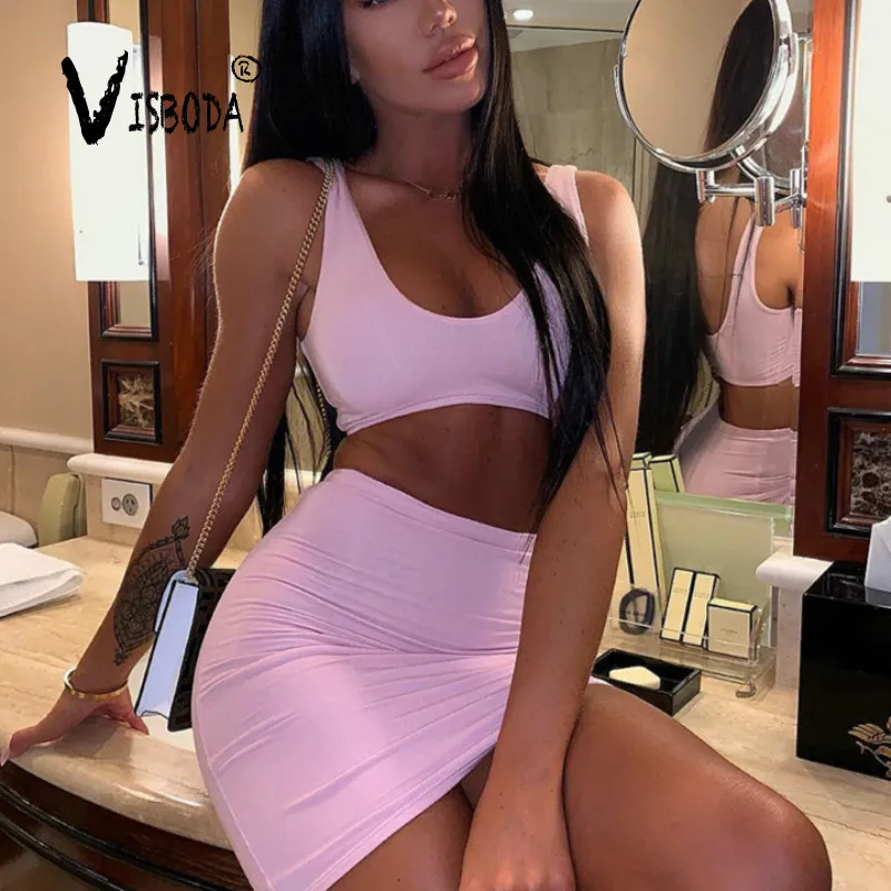 Ladies Sexy 2 Piece Skirt Set Summer Chic 2019 Women Pink Cropped Tank Top Skirt Suits Stretch Sleeveless Party Club Suit Femme
Ladies Sexy 2 Piece Skirt Set Summer Chic 2019 Women Pink Cropped Tank Top Skirt Suits Stretch Sleeveless Party Club Suit Femme