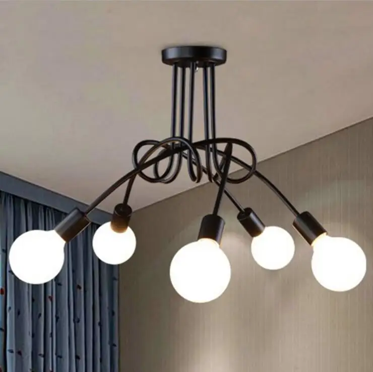 Фото Ретро-Люстра В индустриальном стиле с изогнутыми трубками лампа для гостиной