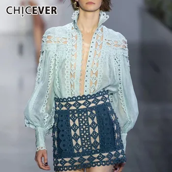 CHICEVER Summer Sexy Hollow Out Women's Blouse Stand Collar Long Lantern Sleeve Slim Solid Clothing Top Female 2020 Fashion New
CHICEVER Summer Sexy Hollow Out Women's Blouse Stand Collar Long Lantern Sleeve Slim Solid Clothing Top Female 2020 Fashion New