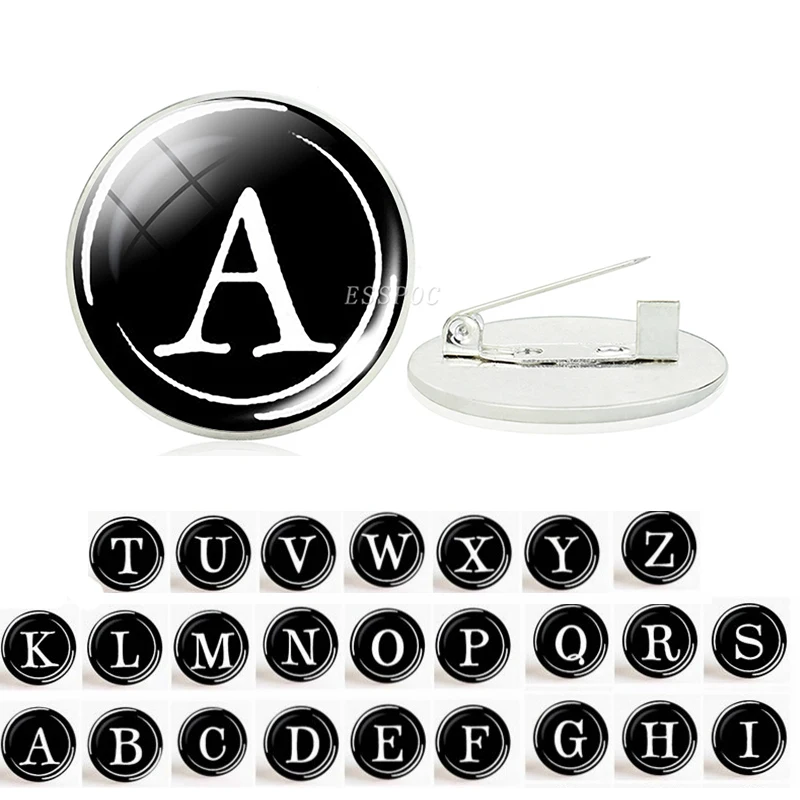 A-Z Personalized Alphabet Pins Glass Dome Black Letter Brooches for Women Men Jewelry Silver Metal Brooch
A-Z Personalized Alphabet Pins Glass Dome Black Letter Brooches for Women Men Jewelry Silver Metal Brooch