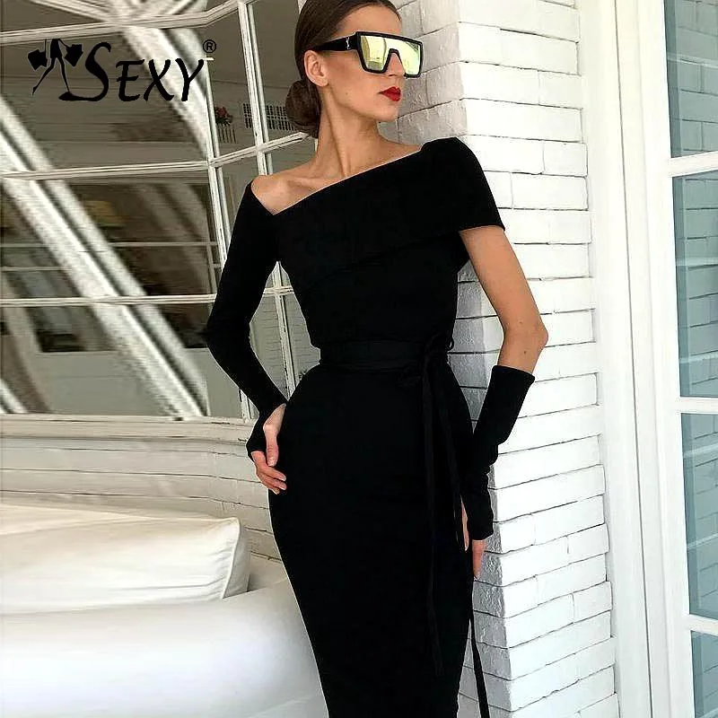 Gosexy 2019 New Women Sexy Black Dress Asymmetrical Neck Sashes Dress Long Sleeve With Glove Party Dress
Gosexy 2019 New Women Sexy Black Dress Asymmetrical Neck Sashes Dress Long Sleeve With Glove Party Dress