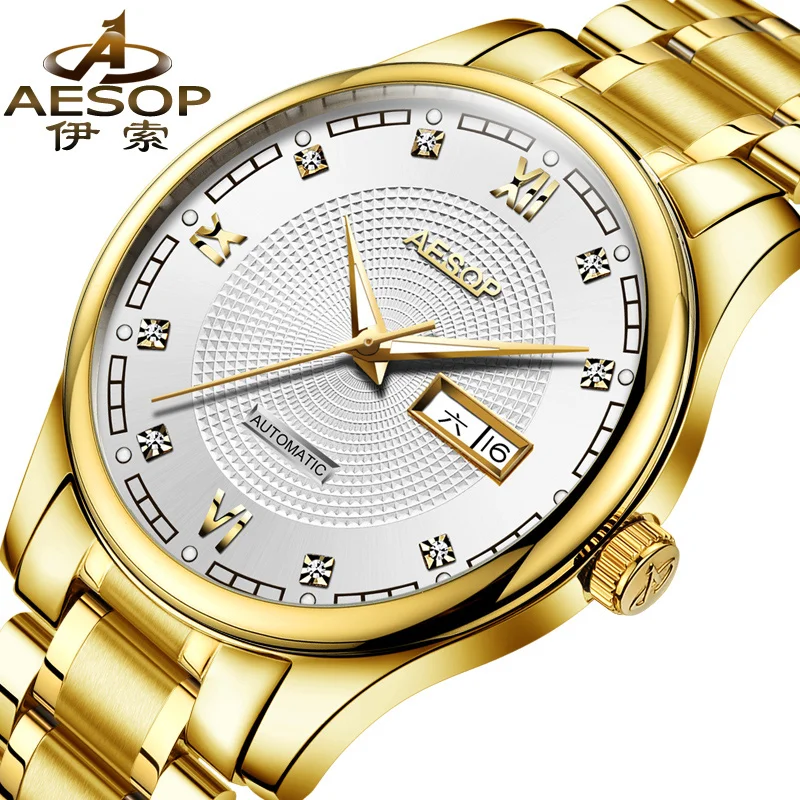 AESOP 9928 Switzerland watches men luxury brand genuine automatic mechanical watch men's double gold calendar relogio masculino
AESOP 9928 Switzerland watches men luxury brand genuine automatic mechanical watch men's double gold calendar relogio masculino