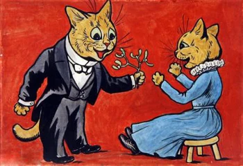 Modern handmade painting cat present a bouquet to his lover on canvas for living room decor and wallpaper
Modern handmade painting cat present a bouquet to his lover on canvas for living room decor and wallpaper
