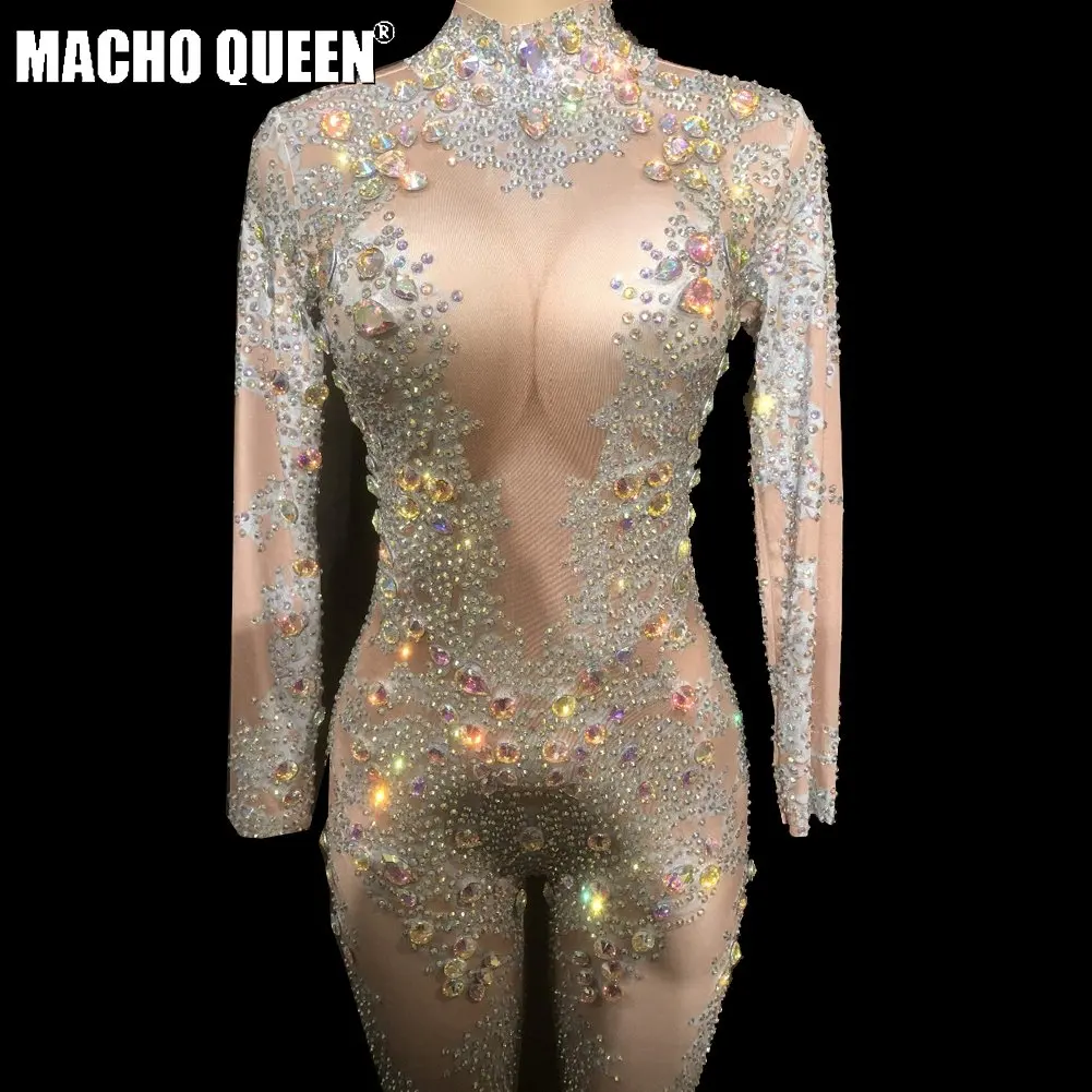 Drag Queen Costumes Sexy Holographic Rhinestone Bodysuit Crystal Jumpsuit Carnival Runway Performance Party Celebrity Clothing
Drag Queen Costumes Sexy Holographic Rhinestone Bodysuit Crystal Jumpsuit Carnival Runway Performance Party Celebrity Clothing