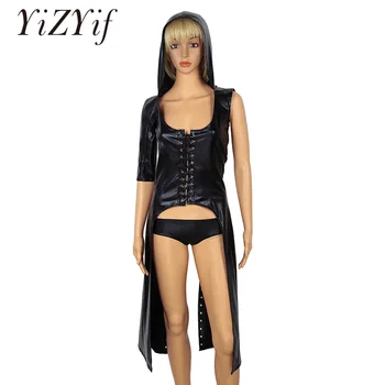 Black Sexy Women Faux Leather Hooded Lace Up Gothic Catsuit Long Dress Bodysuit Clubwear
Black Sexy Women Faux Leather Hooded Lace Up Gothic Catsuit Long Dress Bodysuit Clubwear