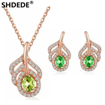 SHDEDE 925 pure silver jewelry sets 100% natural olivine Rose Gold Pendant Necklace Earrings Classic leaf plant Party jewels
SHDEDE 925 pure silver jewelry sets 100% natural olivine Rose Gold Pendant Necklace Earrings Classic leaf plant Party jewels
