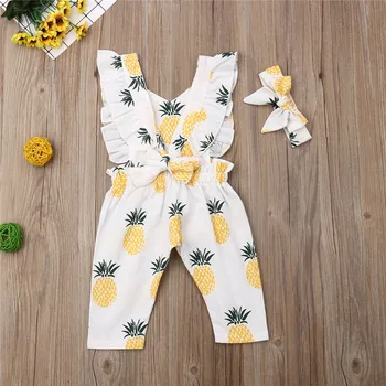 0-24 Months Baby Girls Rompers Set Yellow Pineapple Print Baby Sleeveless Jumpsuits Headband Baby Girl Hair Accessories Baby Set
0-24 Months Baby Girls Rompers Set Yellow Pineapple Print Baby Sleeveless Jumpsuits Headband Baby Girl Hair Accessories Baby Set