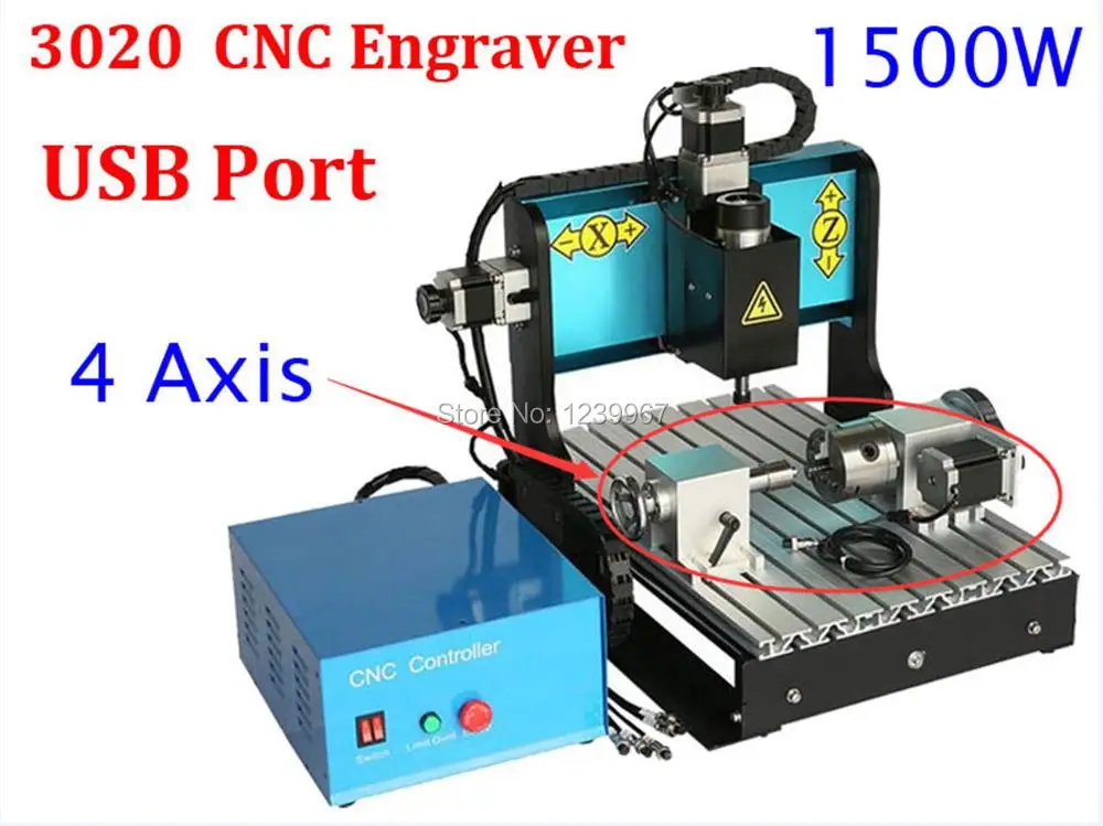 4 Axis 1500w CNC 3020 Engraving Machine 1.5kw Spindle Motor with USB Port MACH3 AC220V/110V Control 4 Axis 3020 CNC Router
4 Axis 1500w CNC 3020 Engraving Machine 1.5kw Spindle Motor with USB Port MACH3 AC220V/110V Control 4 Axis 3020 CNC Router