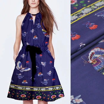 130*135CM 35MM Butterfly Floral Print Blue Silk Linen Fabric for Summer Spring Jacket Dress Shirt Clothes J085
130*135CM 35MM Butterfly Floral Print Blue Silk Linen Fabric for Summer Spring Jacket Dress Shirt Clothes J085