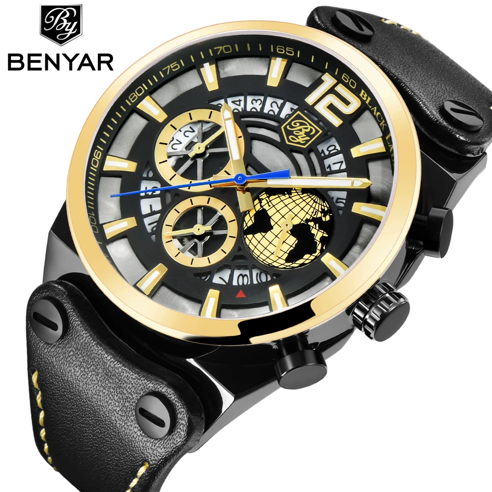 BENYAR 2018 Chronograph Sport Mens Watches Men Fashion Brand Military Waterproof Quartz Leather Watch Clock Relogios Masculino
BENYAR 2018 Chronograph Sport Mens Watches Men Fashion Brand Military Waterproof Quartz Leather Watch Clock Relogios Masculino