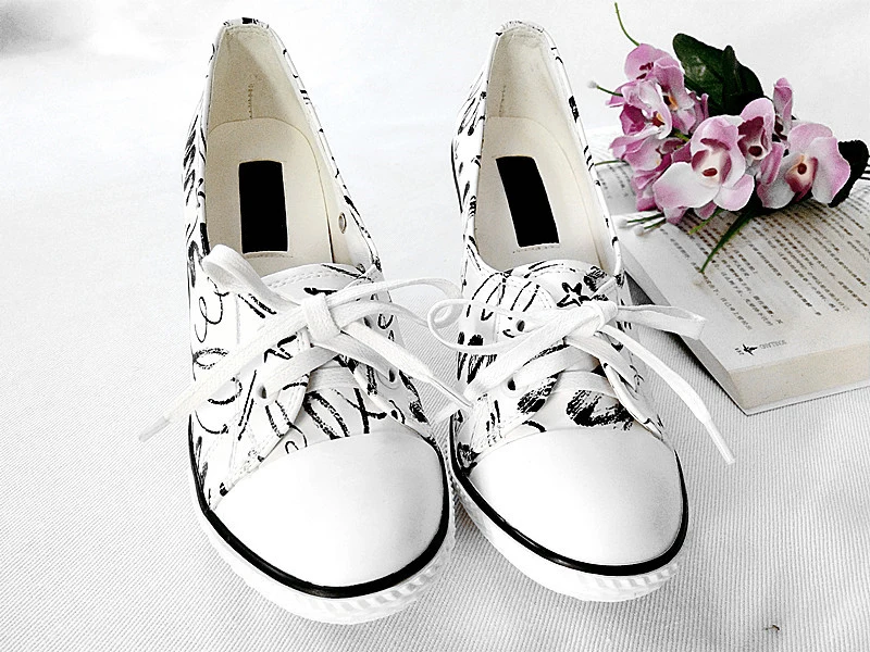 New Women Pumps Shoes Brand Designer Classic Casual Women Print 6CM8CM High-Heeled Shoes Lace-Up High Top Lady Shoes High Heels (6)