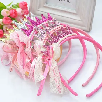 20pcs/lot Birthday Glitter Crown with lace bow and pearl plastic headband 
20pcs/lot Birthday Glitter Crown with lace bow and pearl plastic headband