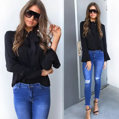 2017 Womens Summer Bow Lantern Sleeve Solid Girl Shirts Blouses Loose Casual Feminina Femme Tops for wholesale
2017 Womens Summer Bow Lantern Sleeve Solid Girl Shirts Blouses Loose Casual Feminina Femme Tops for wholesale