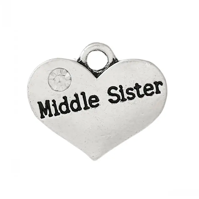 DoreenBeads Charm Pendants Heart antique silver color "Middle Sister"Carved Clear Rhinestone 17mm x 14mm,20PCs
DoreenBeads Charm Pendants Heart antique silver color "Middle Sister"Carved Clear Rhinestone 17mm x 14mm,20PCs