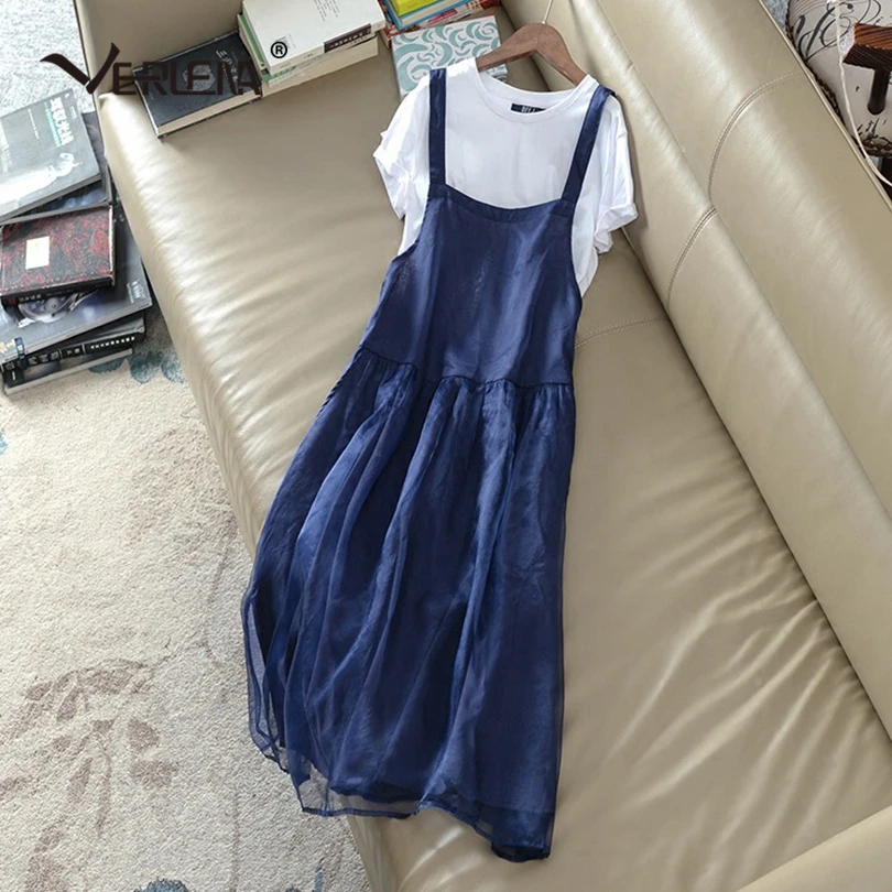Verlena Women Casual Loose Two Piece Set Summer Dress Detachable White Cotton T-Shirt with Silk Organza Strappy Dress Lined 2019
Verlena Women Casual Loose Two Piece Set Summer Dress Detachable White Cotton T-Shirt with Silk Organza Strappy Dress Lined 2019