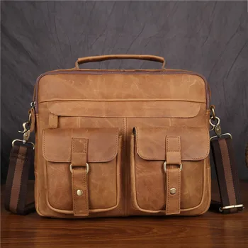 ALAVCHNV first layer of leather men's handbag retro crazy horse skin 16-inch briefcase leisure British style ZF1130
ALAVCHNV first layer of leather men's handbag retro crazy horse skin 16-inch briefcase leisure British style ZF1130