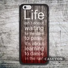 Life Quote On Red Wood Case For iPhone 7 6 6s Plus 5 5s SE 5c 4 4s and For iPod 5 Spiritual Dance In The Rain Cover