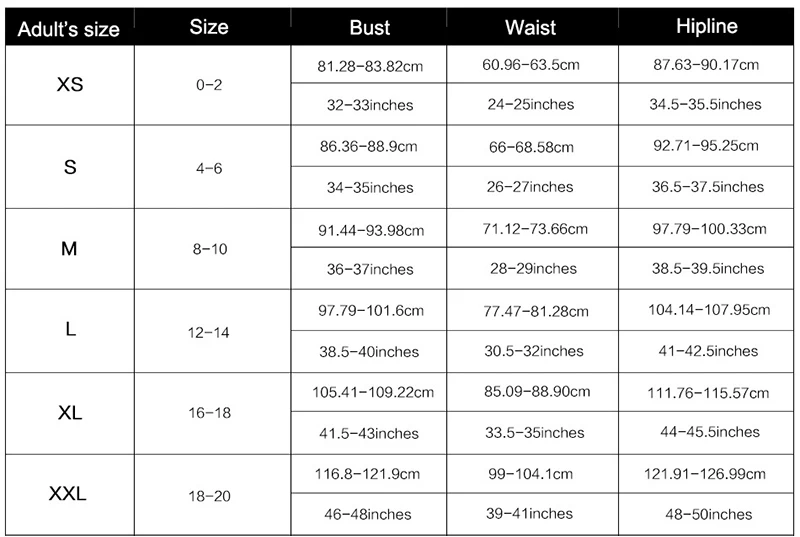 Swimsuit Size Chart Girl