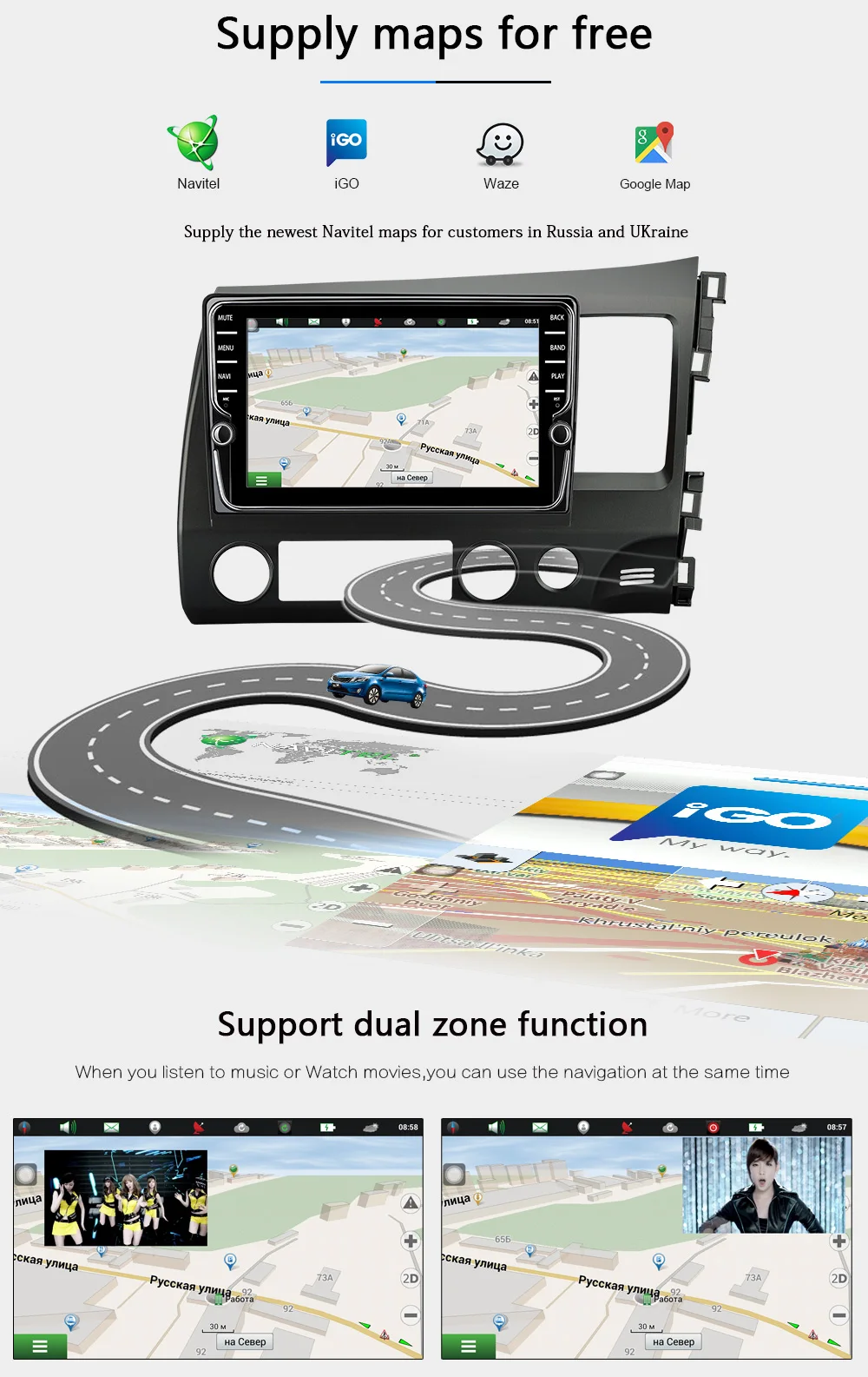 JOYING 4GB RAM 64GB ROM 8 Core android 8 car dvd player for honda civic 2006 2011 with radio gps support Carplay steering wheel