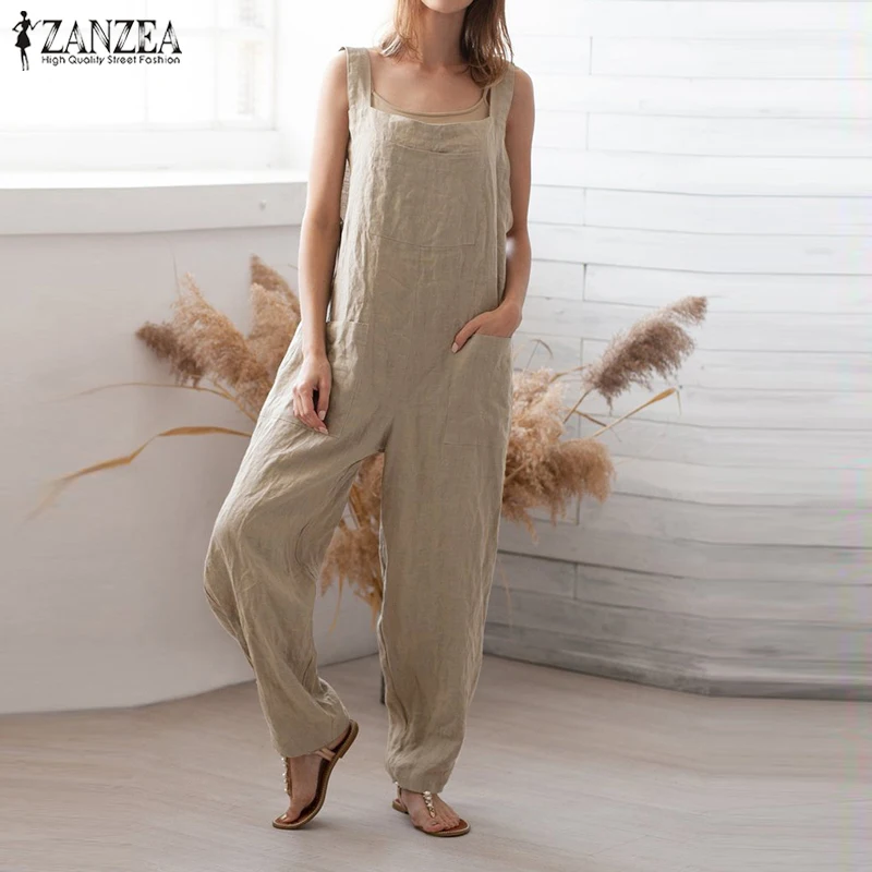 2019 ZANZEA Women's Jumpsuits Summer Overalls Causal Suspender Rompers Female Tank Playsuits Femme Vintage Linen Combinaison 5XL
2019 ZANZEA Women's Jumpsuits Summer Overalls Causal Suspender Rompers Female Tank Playsuits Femme Vintage Linen Combinaison 5XL